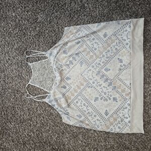Maurices Lace Patchwork Top - Cream and Blue